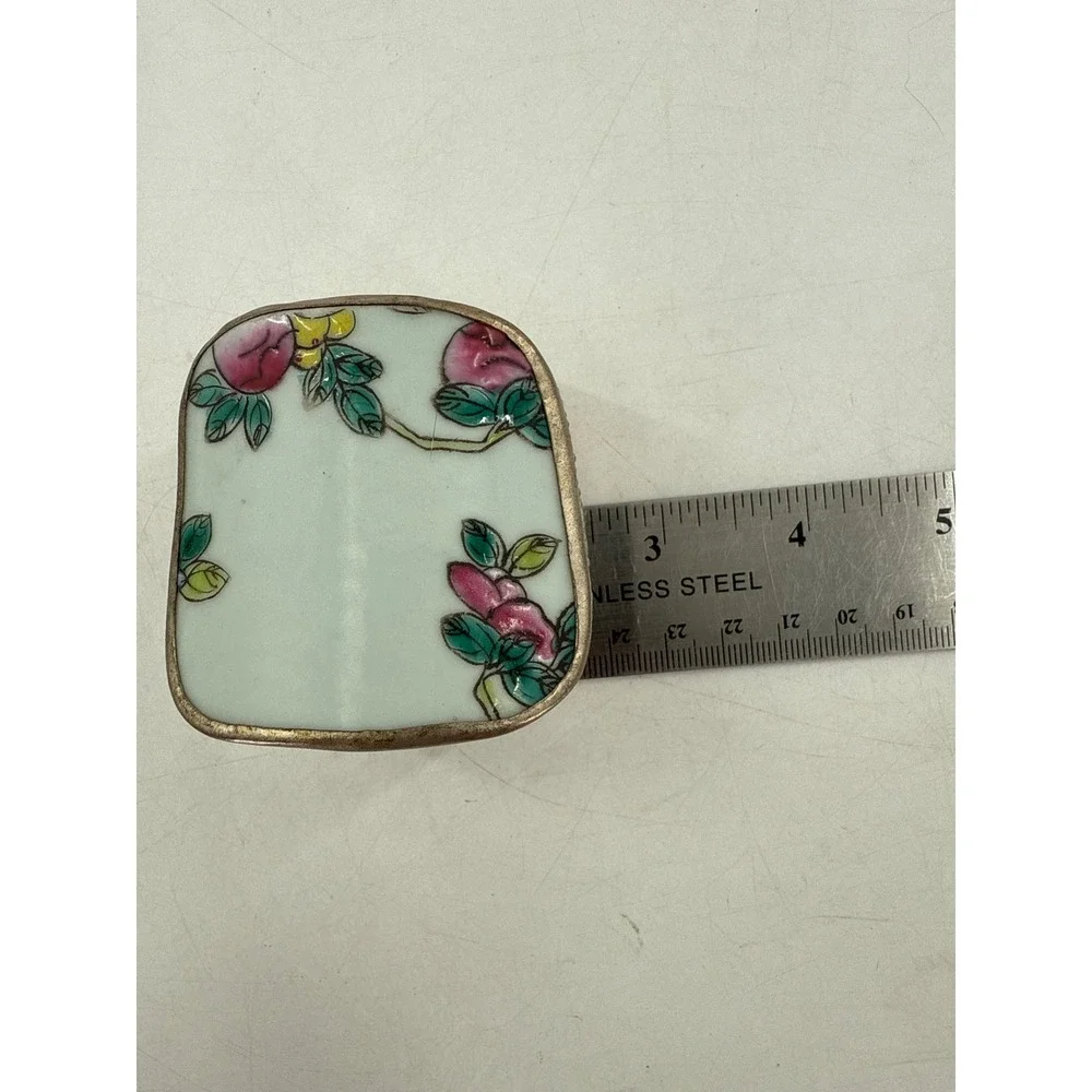 Vintage Decorative Trinket‎ Box Ceramic Floral Metal Ornate Keepsake not hinged